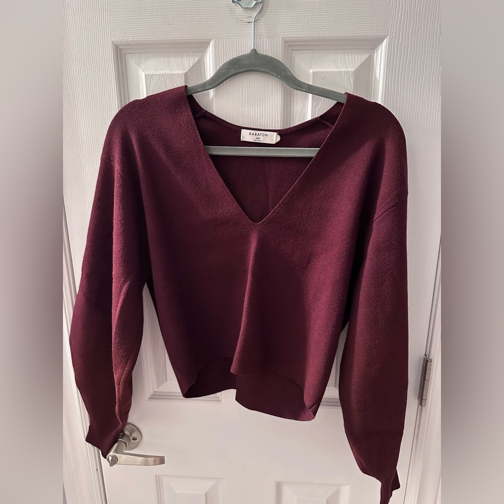 Aritzia Maroon V-Neck Sweater, xxs, new